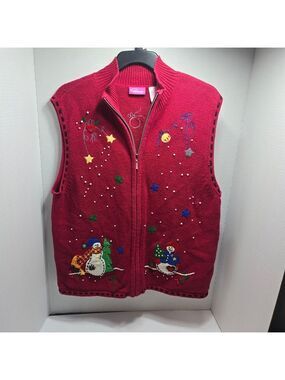 Pappagallo Red Holiday Vest